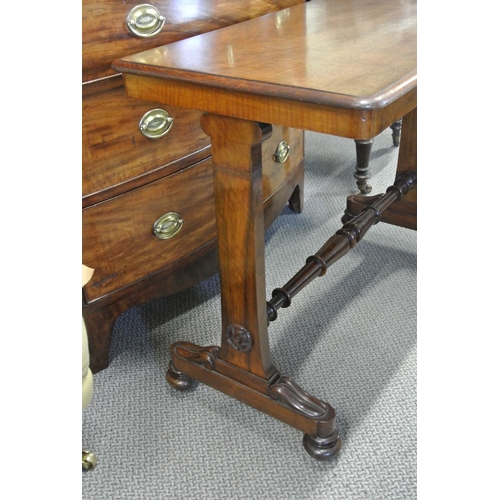 434 - A stunning antique/ Victorian walnut side/ console table with turned cross bar.