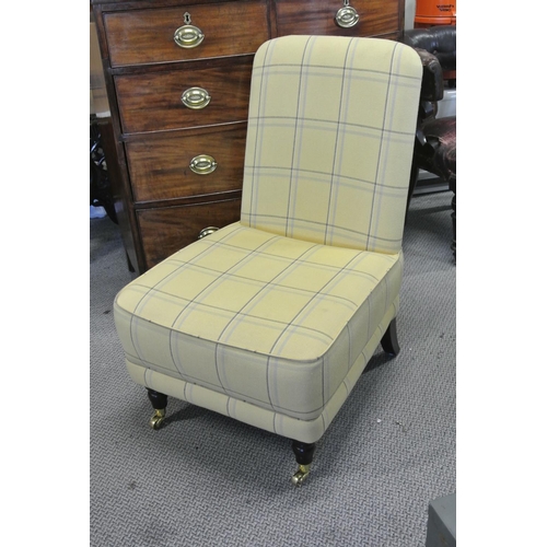 436 - A stunning antique bedroom chair, reupholstered in yellow fabric.