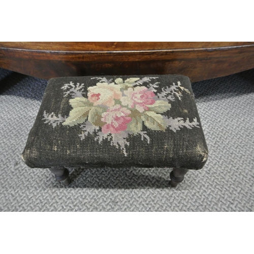 107 - A small antique tapestry top stool.