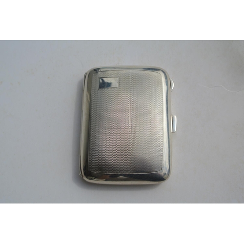 78 - An antique sterling silver cigarette case with engine turned design & gilt interior, produced by Wil... 