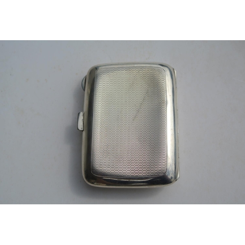 78 - An antique sterling silver cigarette case with engine turned design & gilt interior, produced by Wil... 