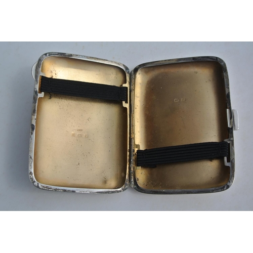 78 - An antique sterling silver cigarette case with engine turned design & gilt interior, produced by Wil... 