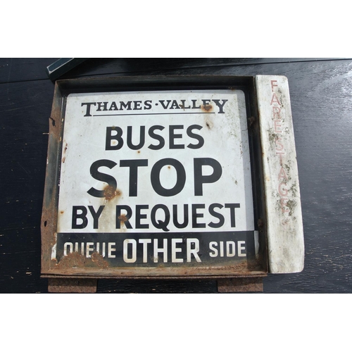 86 - A vintage/ antique Thames Valley Bus Stop double sided enamel sign.