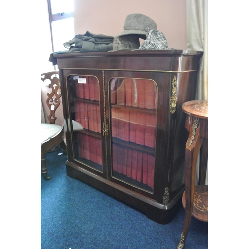 120 - A stunning antique 2 door Pier cabinet with decorative brass hardware & key.