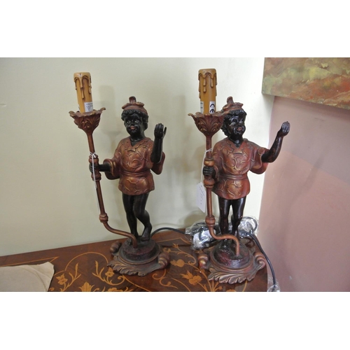 151 - A pair of unusual antique style figurative table lamps.