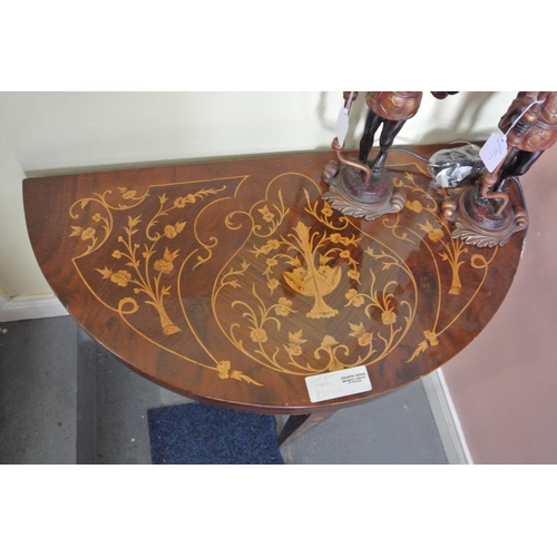 152 - A stunning antique style inlaid turnover table, with decorative design.