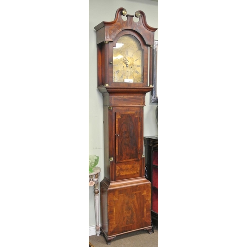 314 - A stunning antique 19th Century flame mahogany cased Scottish longcase/ Grandfather clock, with bras... 