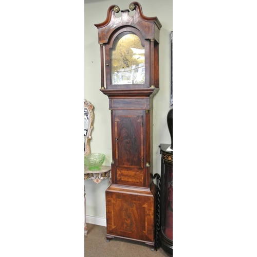 314 - A stunning antique 19th Century flame mahogany cased Scottish longcase/ Grandfather clock, with bras... 