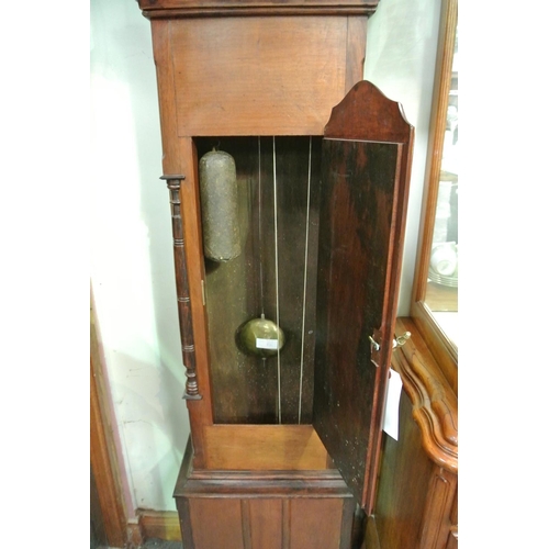 414 - A stunning antique mahogany cased grandfather clock with hand painted dial.