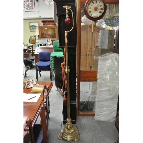 419 - A stunning antique style brass standard lamp (lacking shade)