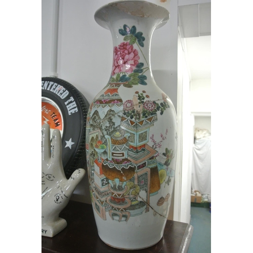 15 - A stunning large antique Chinese/ Oriental vase/ stick stand, measuring 60cm tall (a/f).