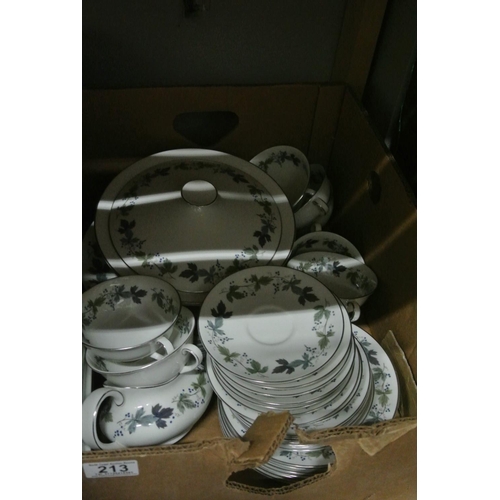 213 - A Large Royal Doulton Tea and Dinner Burgundy Set