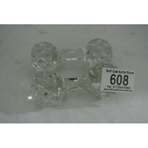 608 - A pair of Walsh crystal knife rests.