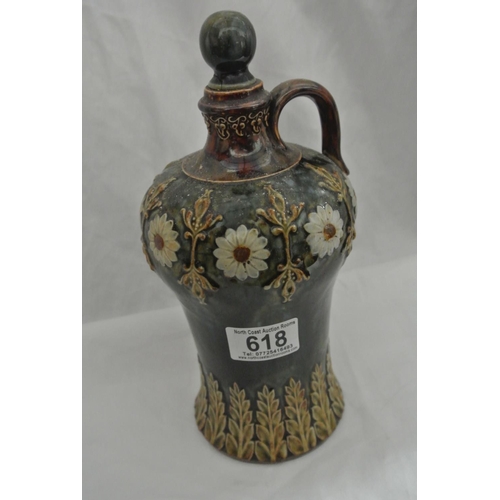 618 - A stunning antique Royal Doulton Lambeth decanter/ bottle.