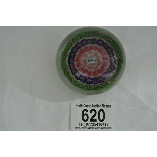 620 - A decorative antique glass paperweight, reading 1852 to interior.