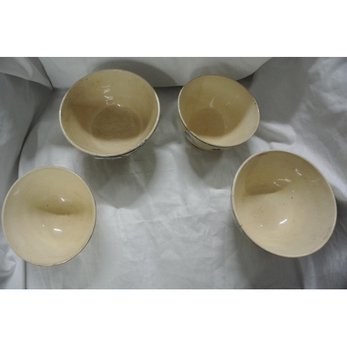 636 - A collection of 4 antique Irish Spongeware bowls.