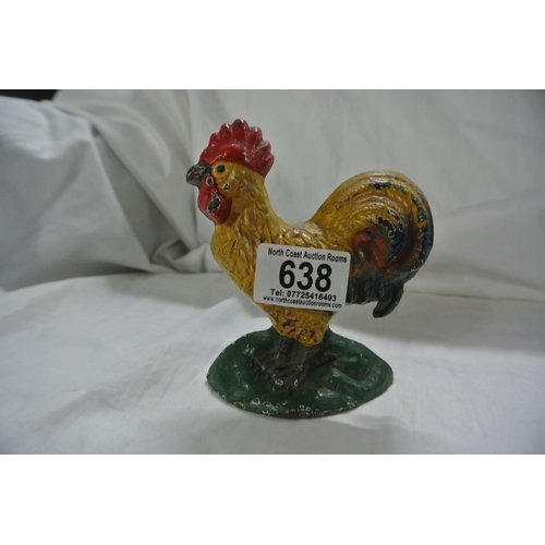 638 - A cast iron door stop, modelled as a rooster.