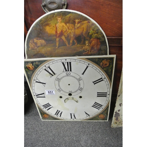 651 - A stunning antique hand painted Grandfather Clock dial.