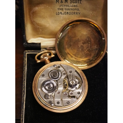 161 - An antique gold plated pocket watch.