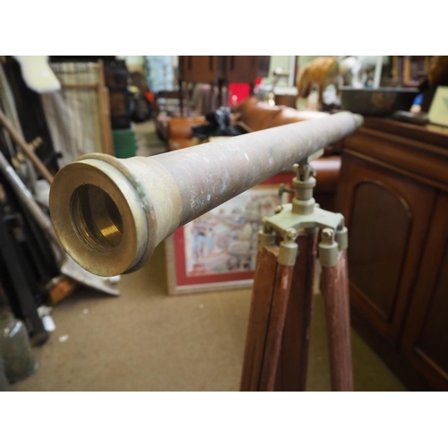 249 - A stunning antique style copper & brass telescope on tripod base.