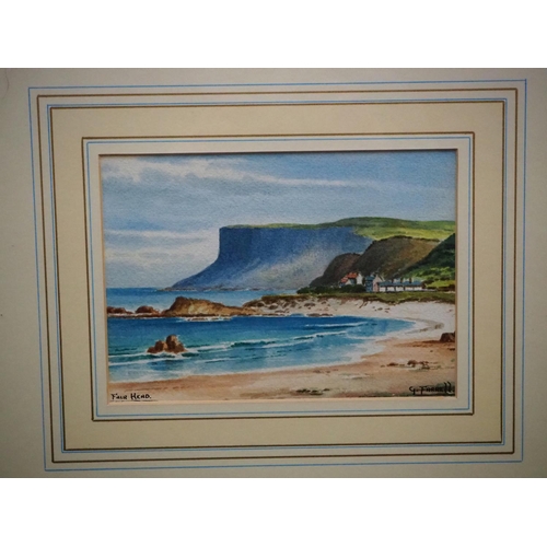 255 - An original framed watercolour painting by Irish Artist G Farrell, titled 'Fair Head'.