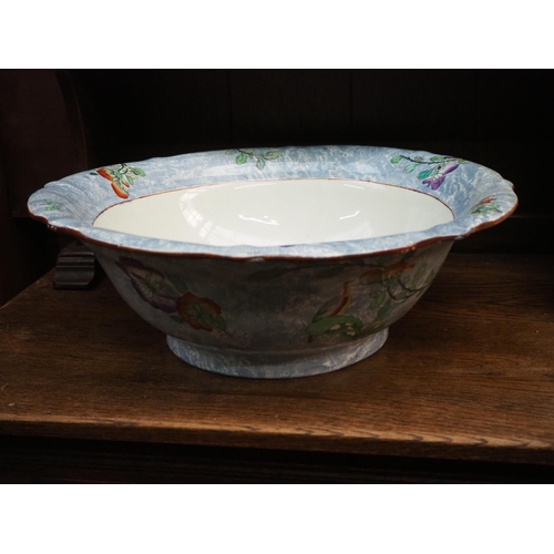 256 - A stunning & unusual antique Masons Ironstone bowl/ basin with hand painted design.