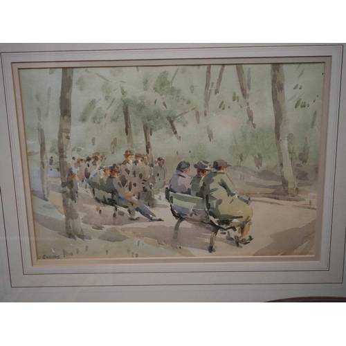 315 - A stunning original watercolour painting by Irish Artist, Desmond Carrick, titled 'St Stephens Green... 