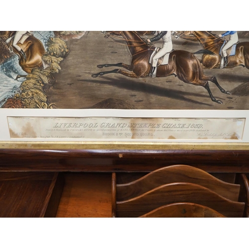 352 - A large antique framed coloured print titled 'Liverpool Grand Steeple Chase'.