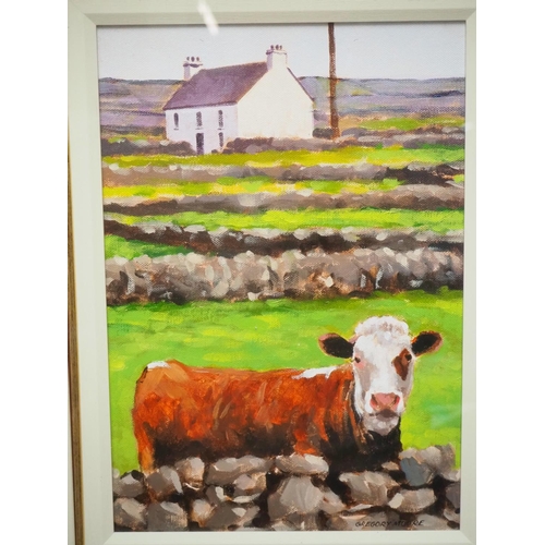 367 - An original framed oil painting of a cow, by Irish Artist, Gregory Moore, signed to lower corner.