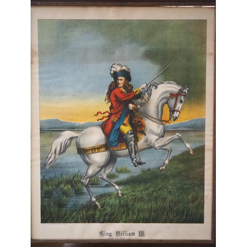 372 - A large framed print showing King William of Orange on horse.