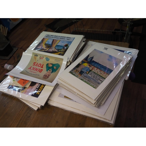109 - A large assortment of mounted prints.