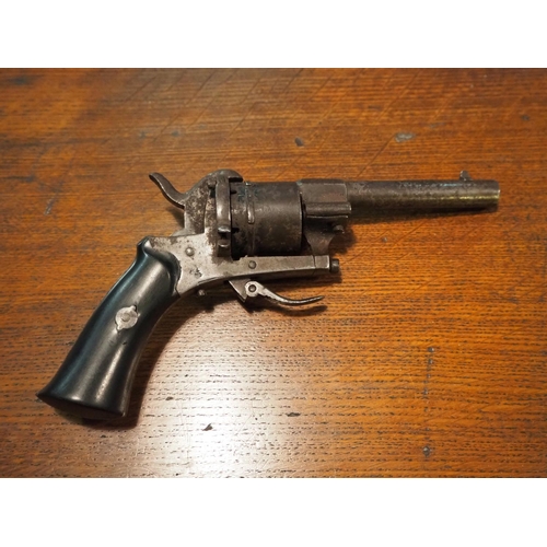 224 - A vintage Belgian pin fire revolver/ pistol.