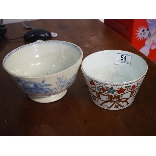 54 - 2 antique bowls.