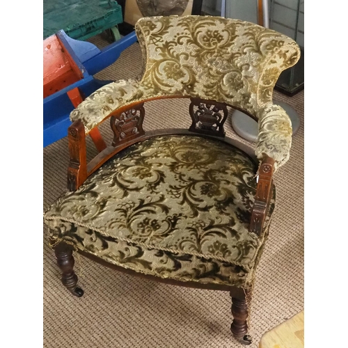 369 - An antique library chair.