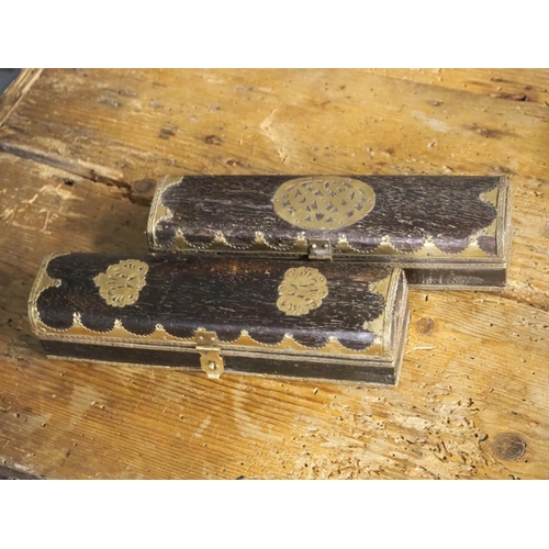 375 - 2 decorative wooden trinket boxes.