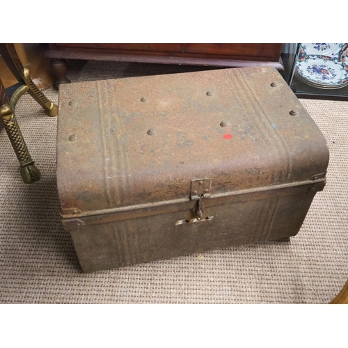 382 - A vintage metal military trunk.