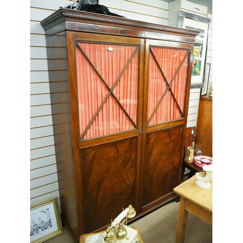 401 - A stunning antique Irish linen press with glazed doors.