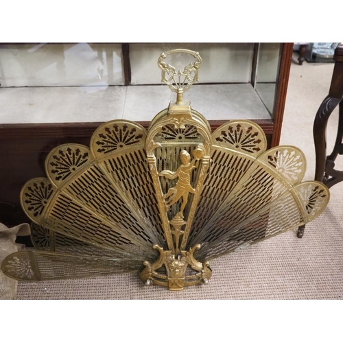 404 - An antique brass fan firescreen for restoration.