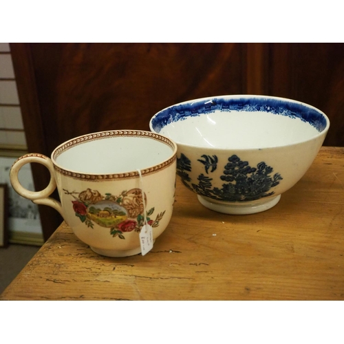 413 - 2 pieces of antique countryware ceramics, to include a mug & bowl.