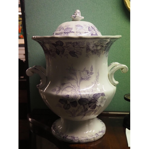 420 - A stunning antique/ Victorian Slop Pail with decorative lilac design.