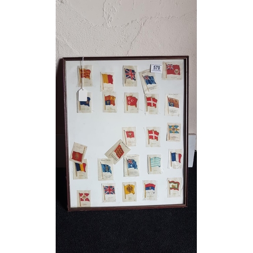 570 - A framed set of cigarette 'flag' cards.