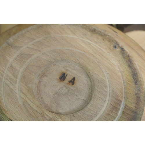 217 - A handcrafted wooden bowl with NA stamped on base