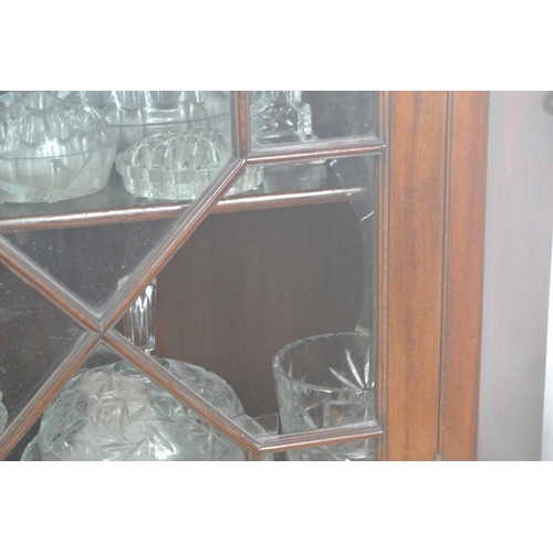 218 - An antique mahogany wall corner cupboard a/f