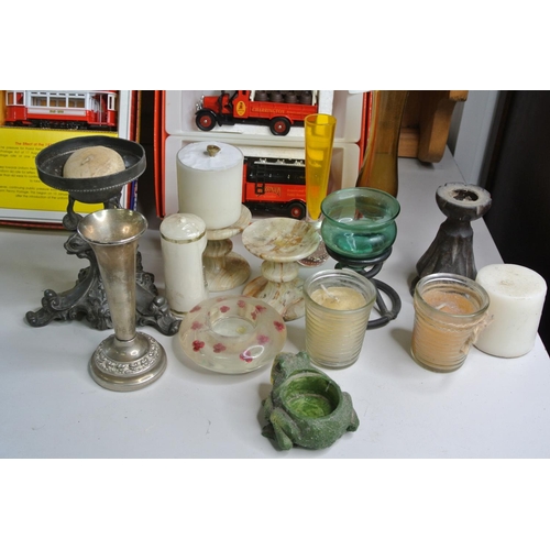 311 - A box lot of various candle sticks and holders