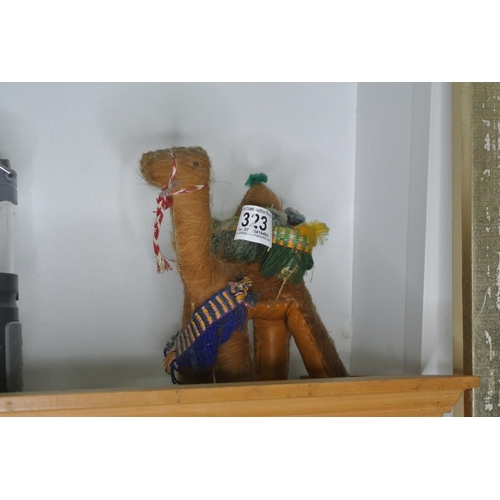 323 - A leather and faux hair Camel