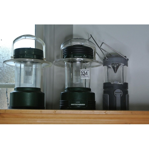 324 - A set of three LED camping lanterns