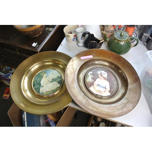 332 - 2 large decorative copper and brass plaques