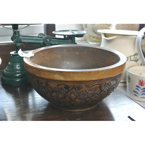 336 - A large carved wooden bowl