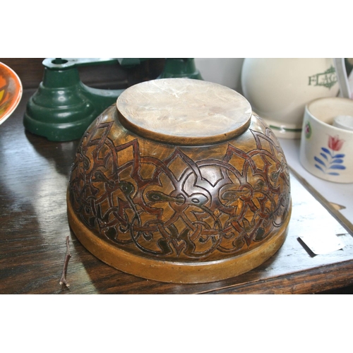 336 - A large carved wooden bowl