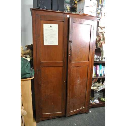 365 - A set of dark pine office shelves with doors. Approx 6ft x 3ft x 17inches deep